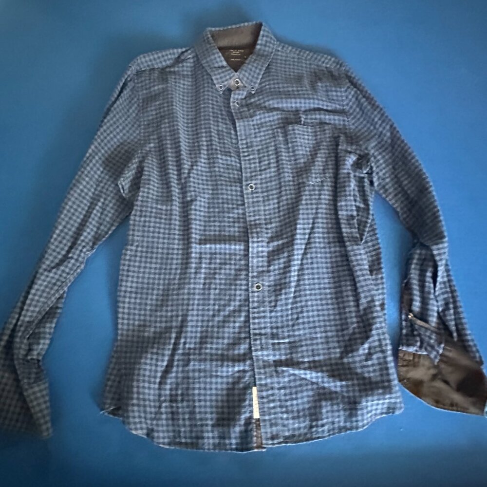 rag & bone Blue Checkered Casual Button Down Shirt - Picture 3 of 3